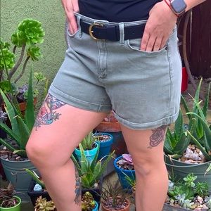 High waisted olive shorts
